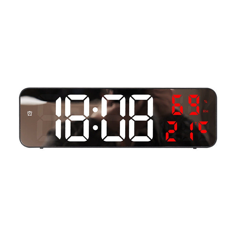 9-Inch Digital Wall Clock: Temp/Humid, Night Mode, Snooze, 12/24H, USB Plug-in LED Alarm Clock - E-Esther Clothing Store