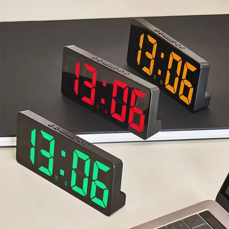 Multifunctional LED Digital Clock: Features number display, color nightlight, temp, calendar, alarm. Large size, backlit, great - E-Esther Clothing Store