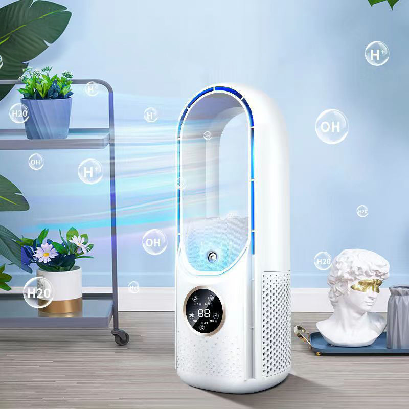 Mini portable AC, USB air cooler, bladeless electric fan.