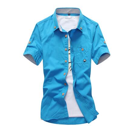 Mushroom Embroidery Mens Short Sleeve Casual Shirts Summer Cotton Shirts - E-Esther Clothing Store