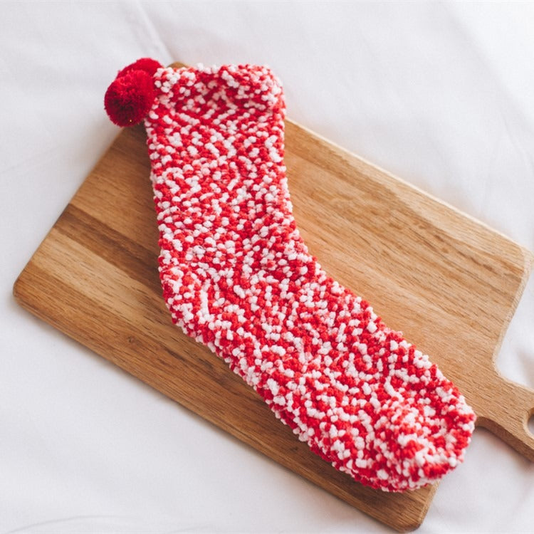 Personalized Coral Wool Socks Medium Tube Socks Cake Socks Thickened Warm Home Floor Towels Sleep Socks - E-Esther Clothing Store