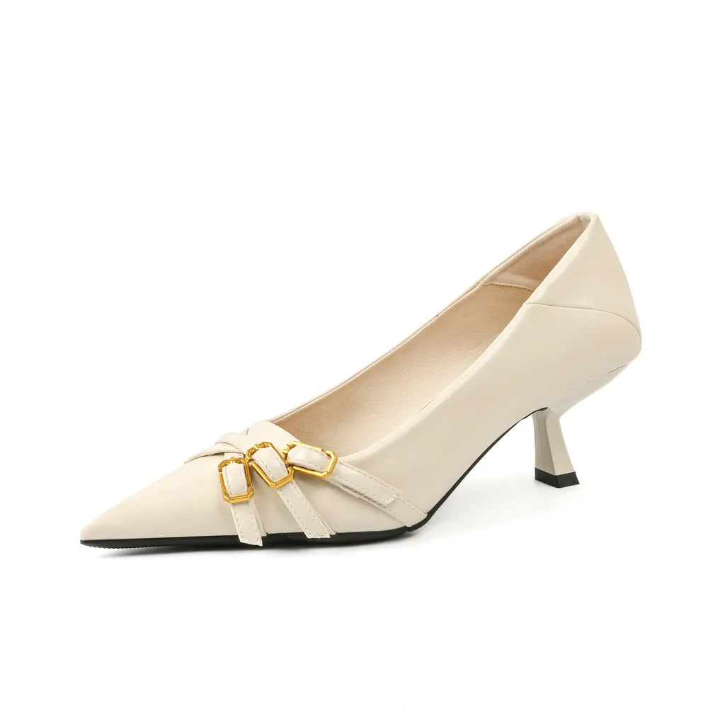 Point Toe Low Heel Pumps - E-Esther Clothing Store