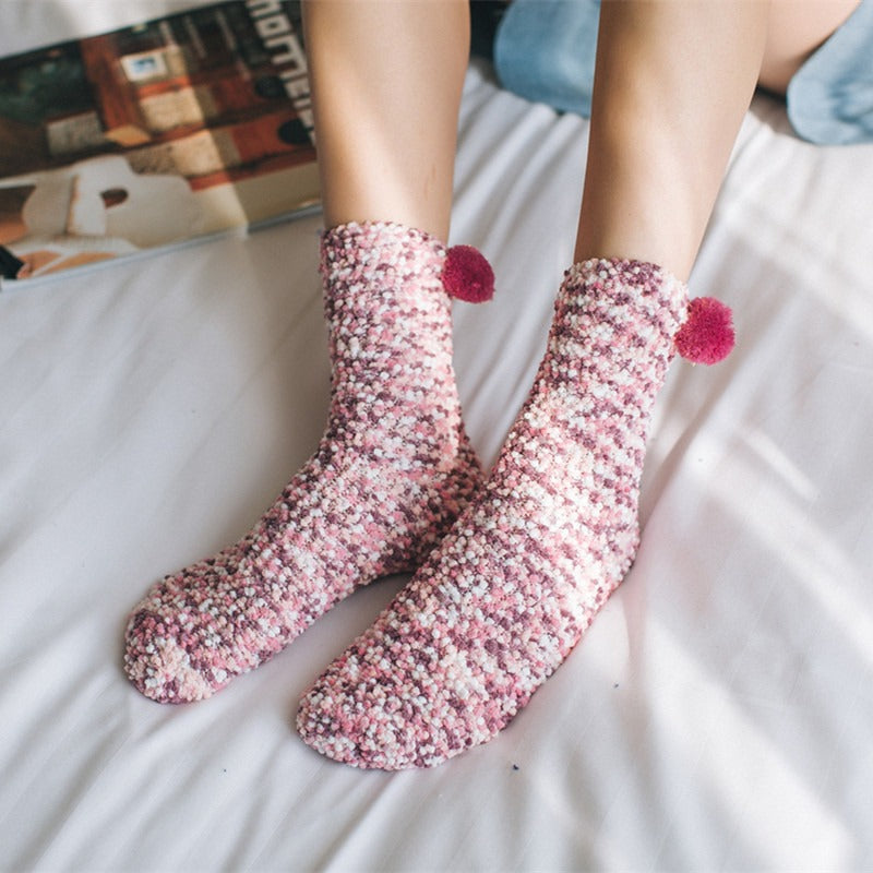 Personalized Coral Wool Socks Medium Tube Socks Cake Socks Thickened Warm Home Floor Towels Sleep Socks - E-Esther Clothing Store