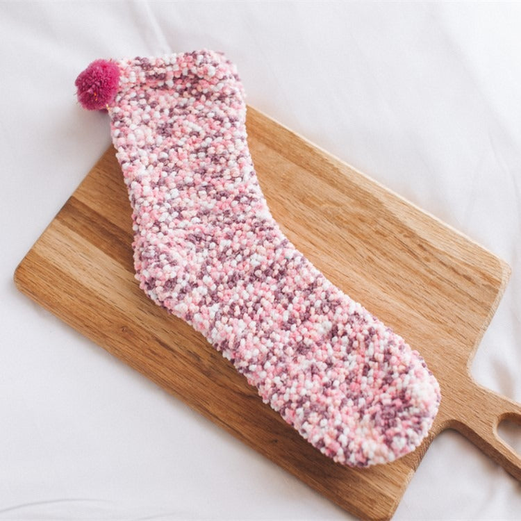 Personalized Coral Wool Socks Medium Tube Socks Cake Socks Thickened Warm Home Floor Towels Sleep Socks - E-Esther Clothing Store