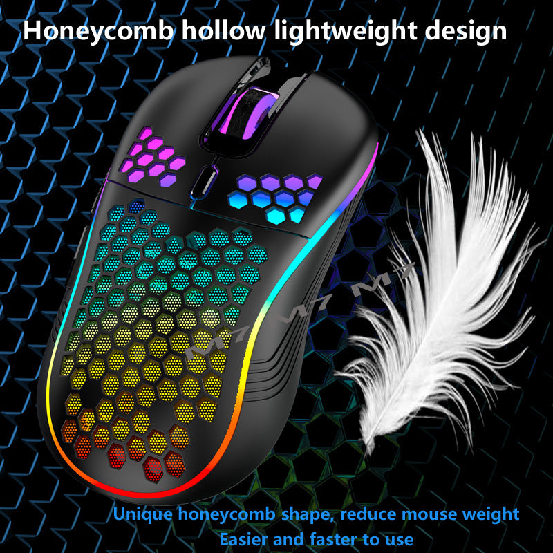 2.4G Wireless Cave Mouse Lightweight Gaming Mouse with Luminous 7 Color Breathing Light Computer Accessories - E-Esther Clothing Store