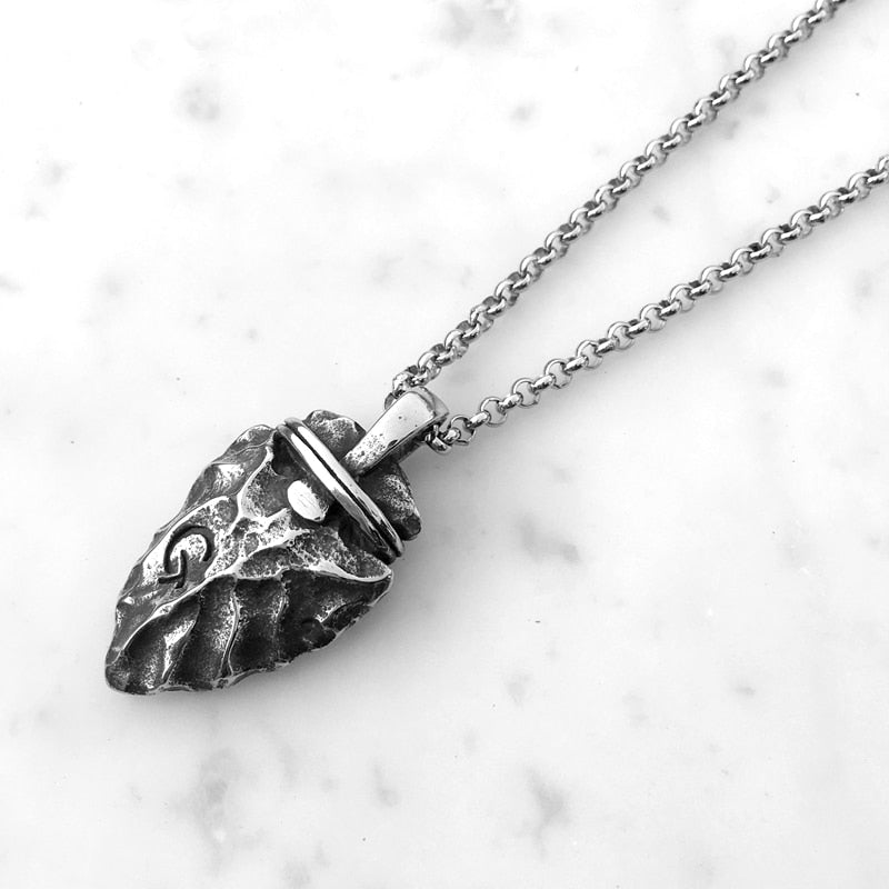 Necklace Men Stainless Steel Necklace for Mens Long Chain Layered Arrowhead Arrow Pendant Necklaces Jewelr - E-Esther Clothing Store