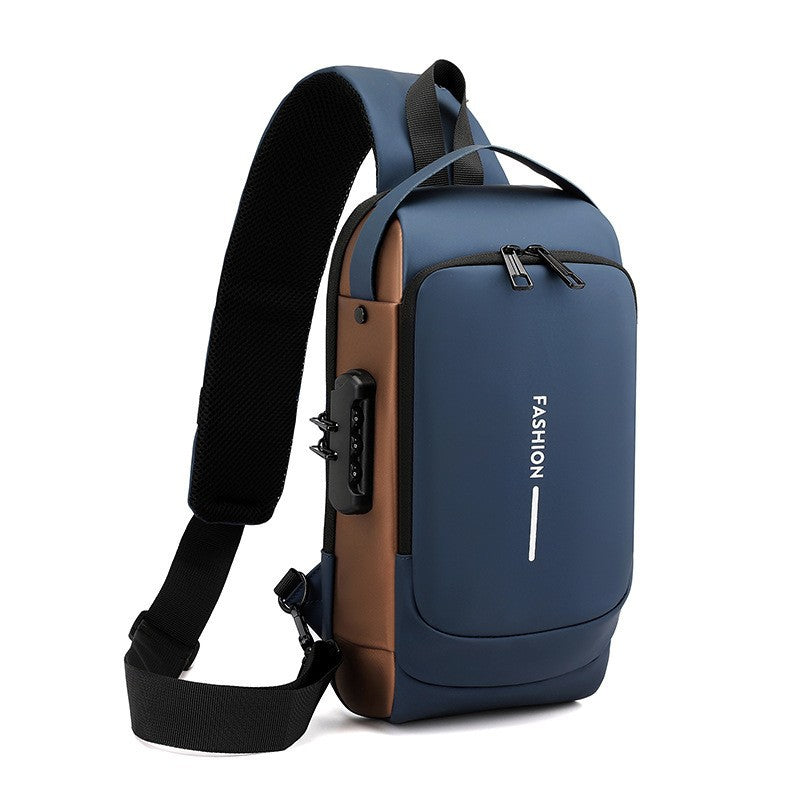 Motorcycle bag password anti-theft chest bag men's shoulder bag large capacity casual men's bag multifunctional crossbody bag - E-Esther Clothing Store