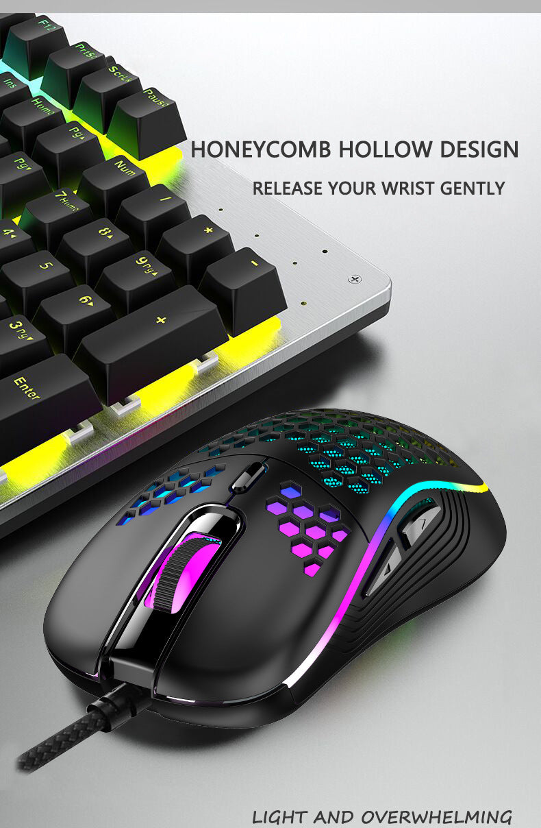 2.4G Wireless Cave Mouse Lightweight Gaming Mouse with Luminous 7 Color Breathing Light Computer Accessories - E-Esther Clothing Store