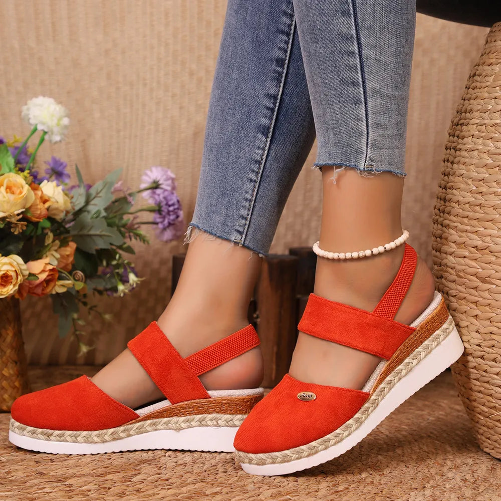 Round Toe Wedge Sandals - E-Esther Clothing Store