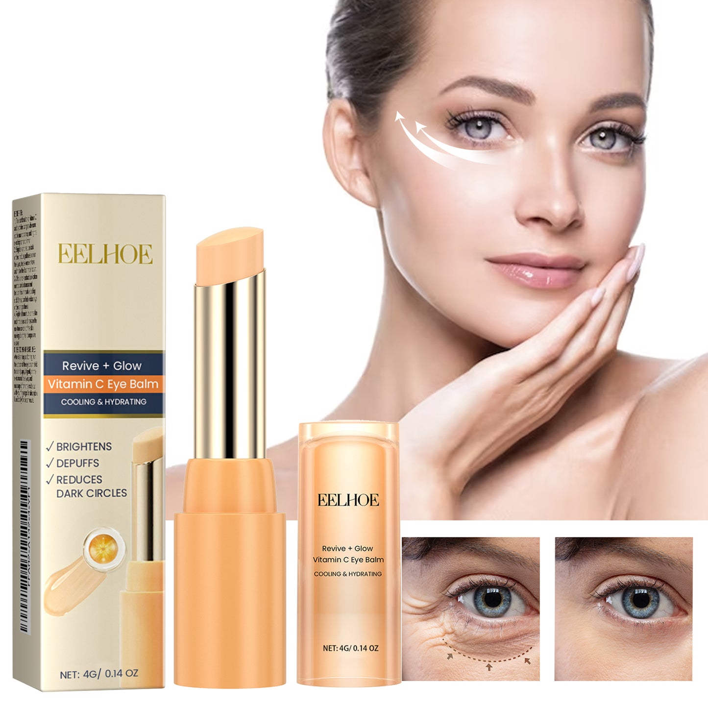 Revive + Glow Vitamin C Eye Balm, Dark Circles Repair Moisturizing Firming Eye Cream Stick - E-Esther Clothing Store