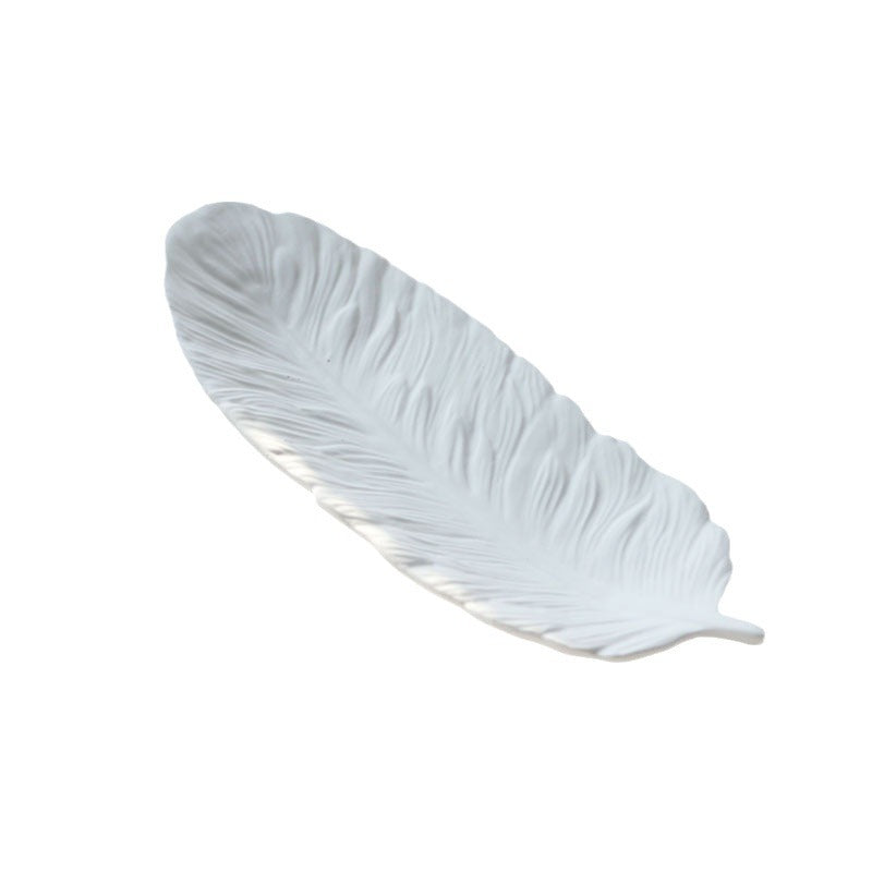 Gypsum feather decoration storage tray decoration necklace accessories cosmetics perfume photography posing props - E-Esther Clothing Store