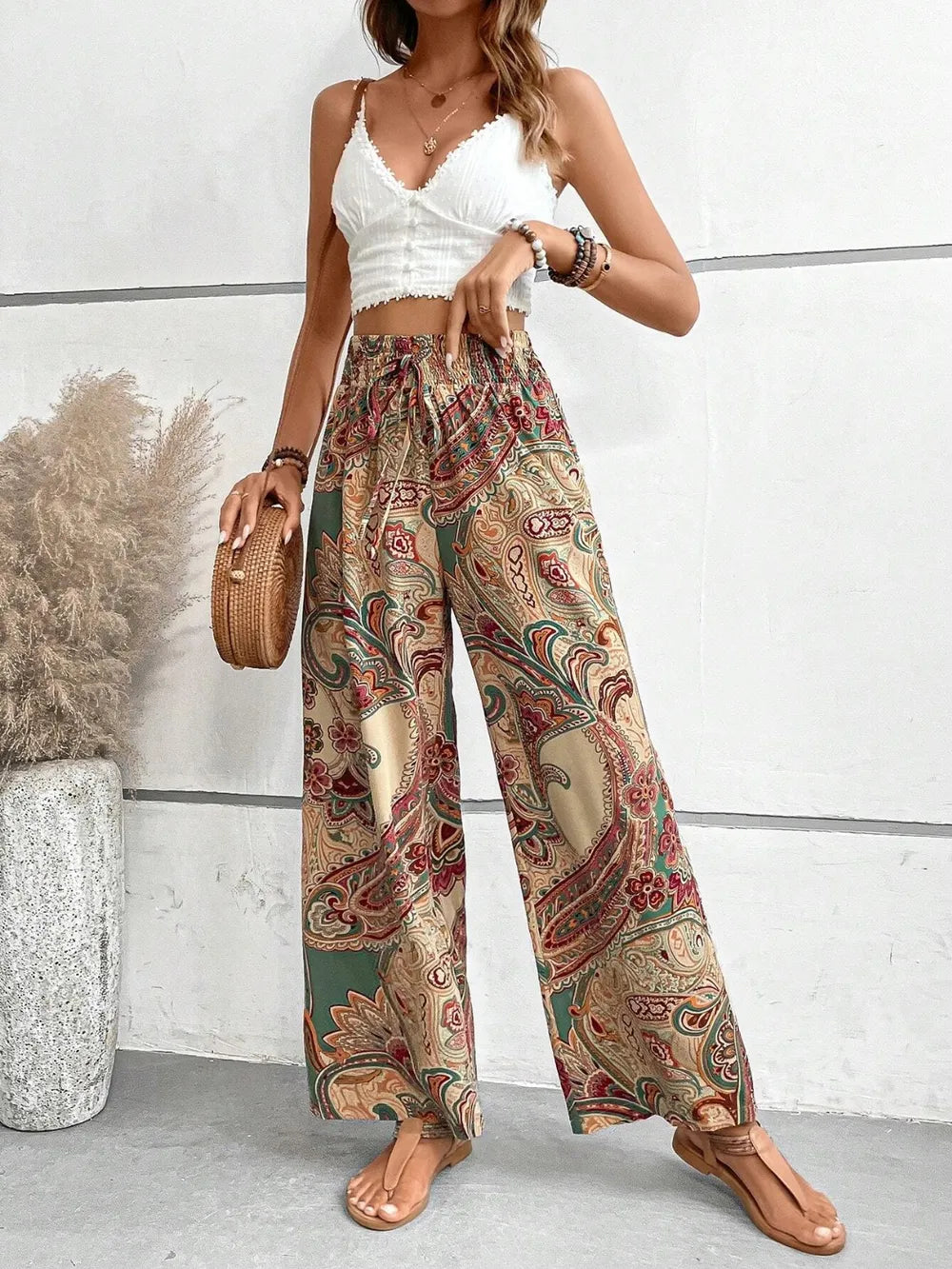 Printed Wide Leg Pants - E-Esther Clothing Store