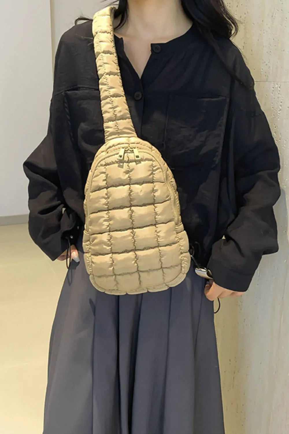 Quilted Nylon Crossbody Bag - E-Esther Clothing Store