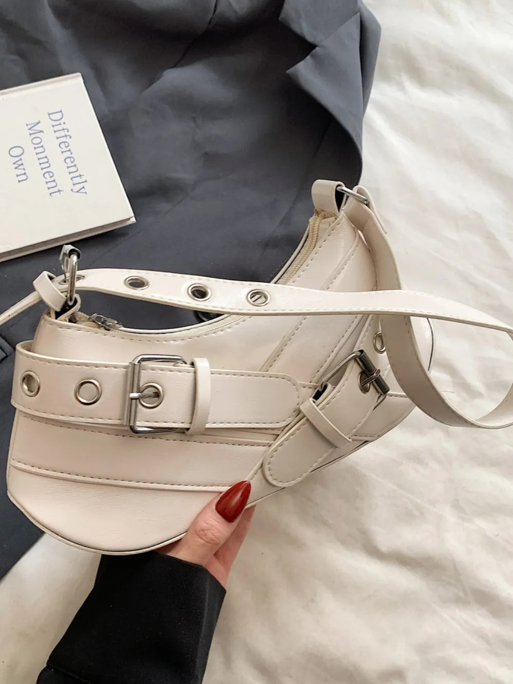 PU Leather Buckle Shoulder Bag - E-Esther Clothing Store