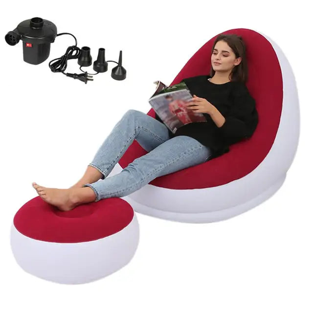 Inflatable Air Mattress Lazy Sofa Deck Chair Comfortable Leg Stool Rest Single Beanbag for home and Outdoor Use - E-Esther Clothing Store