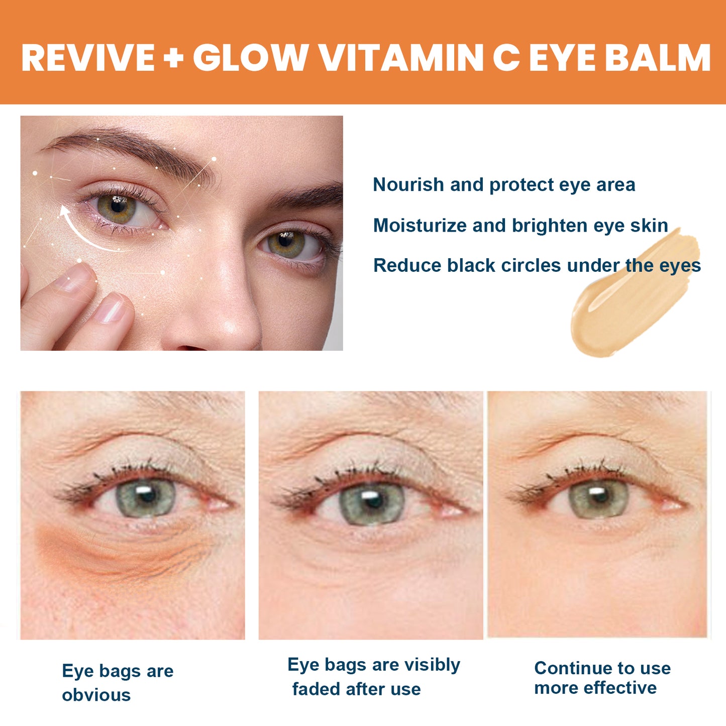 Revive + Glow Vitamin C Eye Balm, Dark Circles Repair Moisturizing Firming Eye Cream Stick - E-Esther Clothing Store