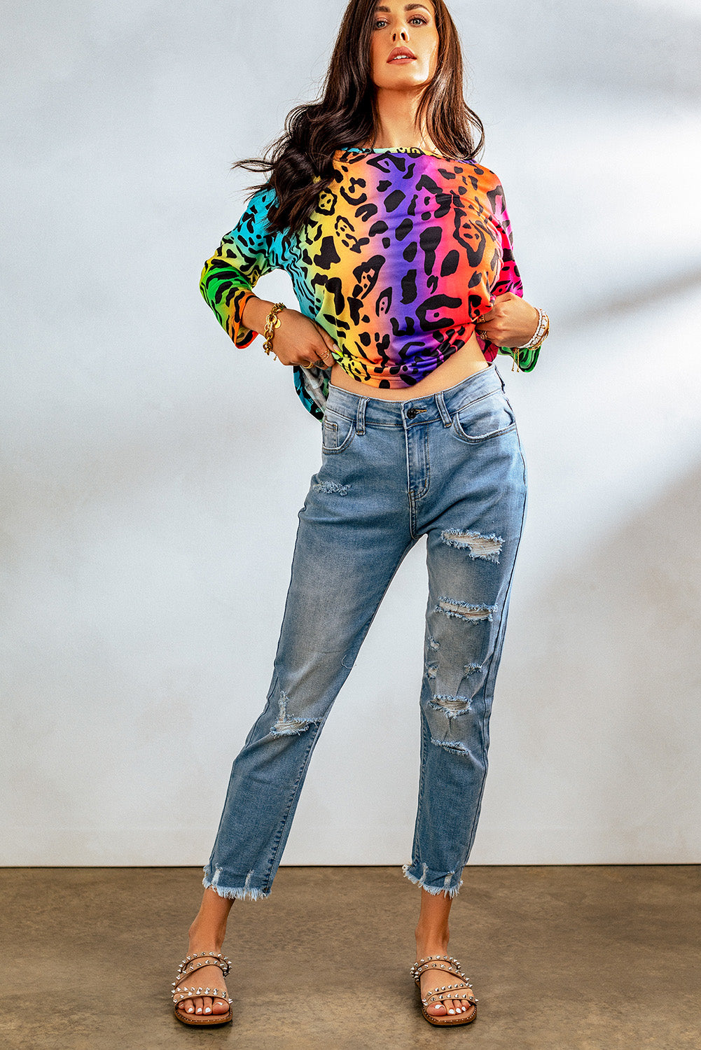 Black Distressed Boyfriend Denim Pants - E-Esther Clothing Store