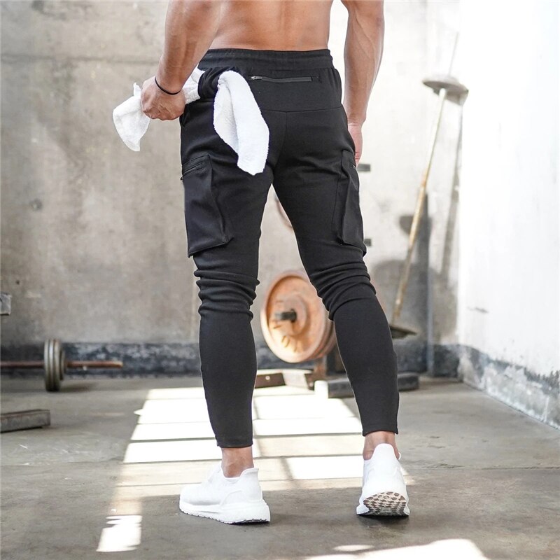 Mens Jogger Sweatpants Man Gyms Workout Fitness Cotton Trousers Male Casual Fashion Skinny Track Pants Zipper design Pants - E-Esther Clothing Store