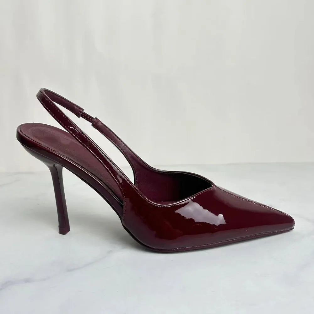 Slingback Point Toe Stiletto Pumps - E-Esther Clothing Store