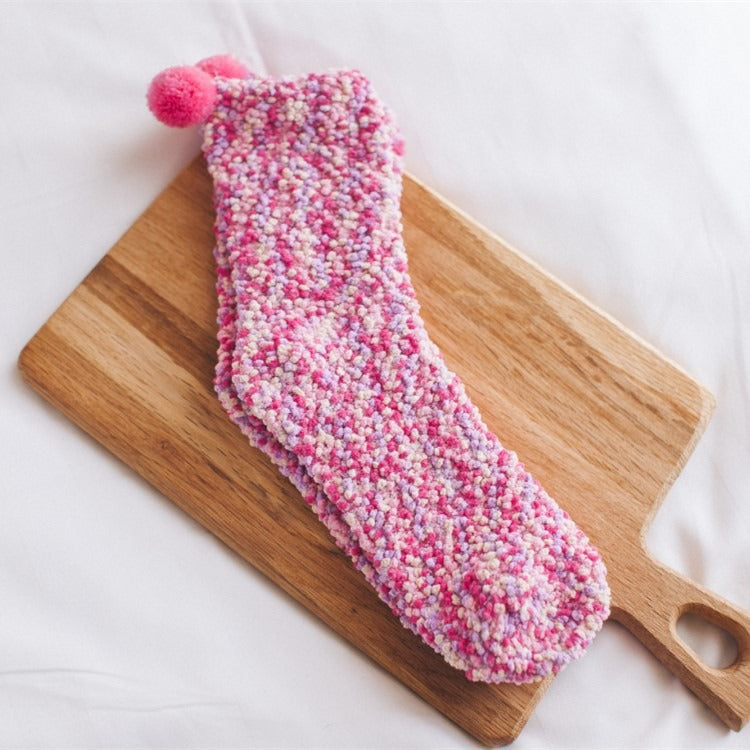 Personalized Coral Wool Socks Medium Tube Socks Cake Socks Thickened Warm Home Floor Towels Sleep Socks - E-Esther Clothing Store
