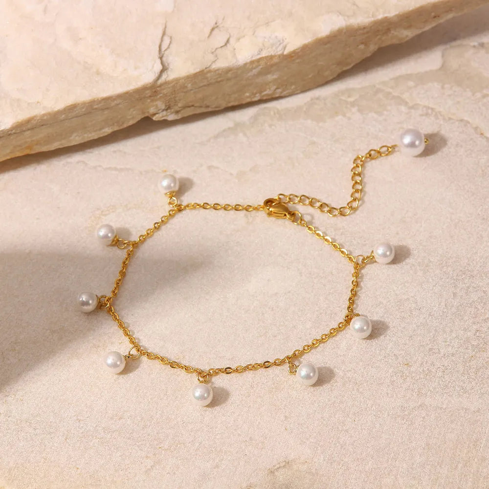 Pearl 18K Gold-Plated Charm Anklet - E-Esther Clothing Store