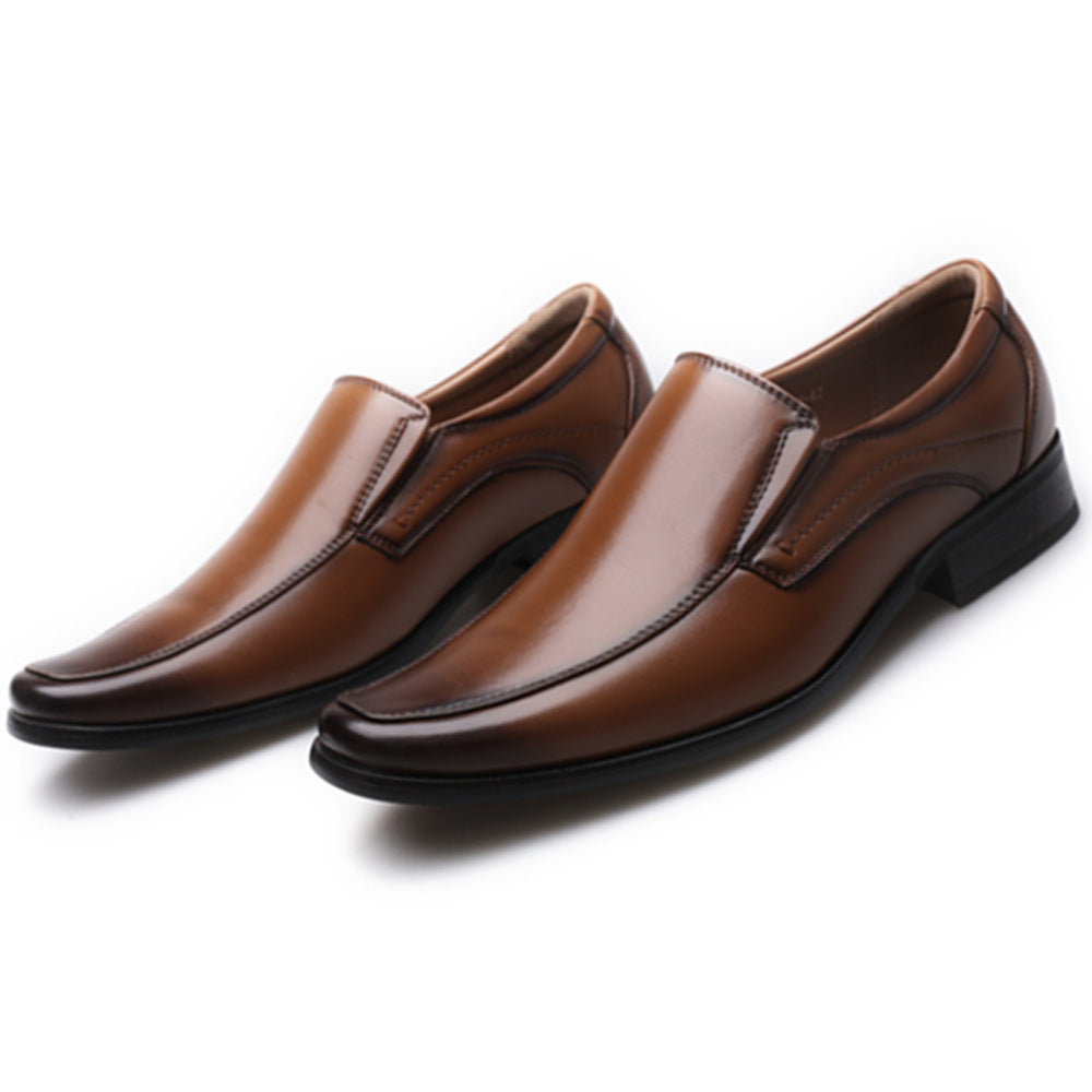 Men's leather shoes, men's color polishing shoes, men's shoes, one foot stepping men's leather shoes, small square toe Japanese men's leather shoes - E-Esther Clothing Store