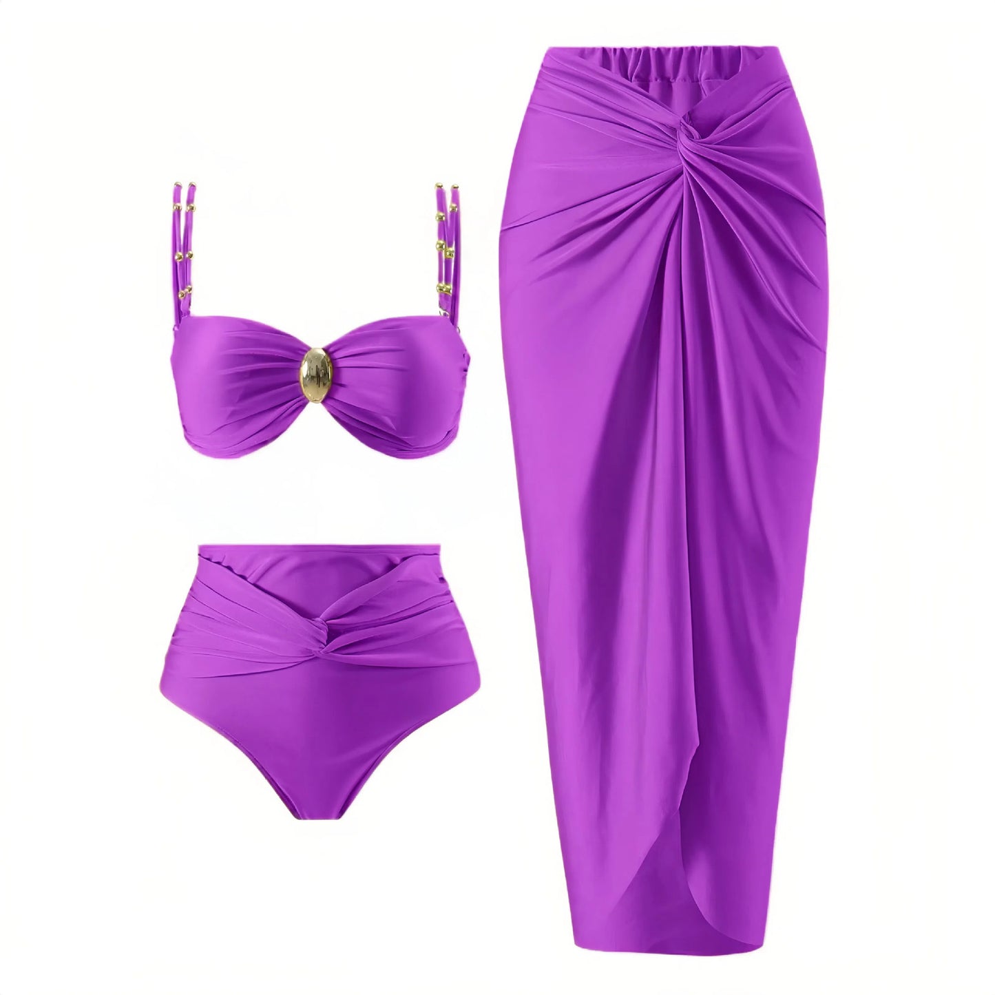 Split three piece bikini swimsuit set for women - E-Esther Clothing Store