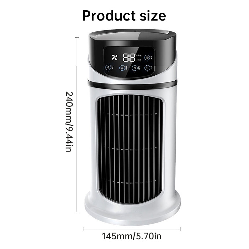 Mini portable AC, USB air cooler, bladeless electric fan.