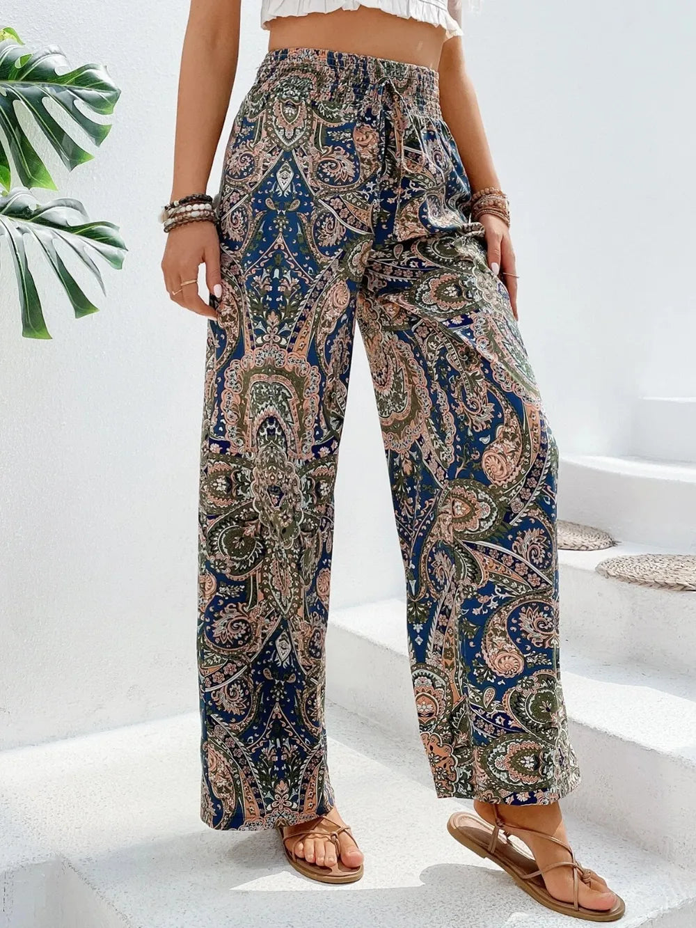 Printed Wide Leg Pants - E-Esther Clothing Store