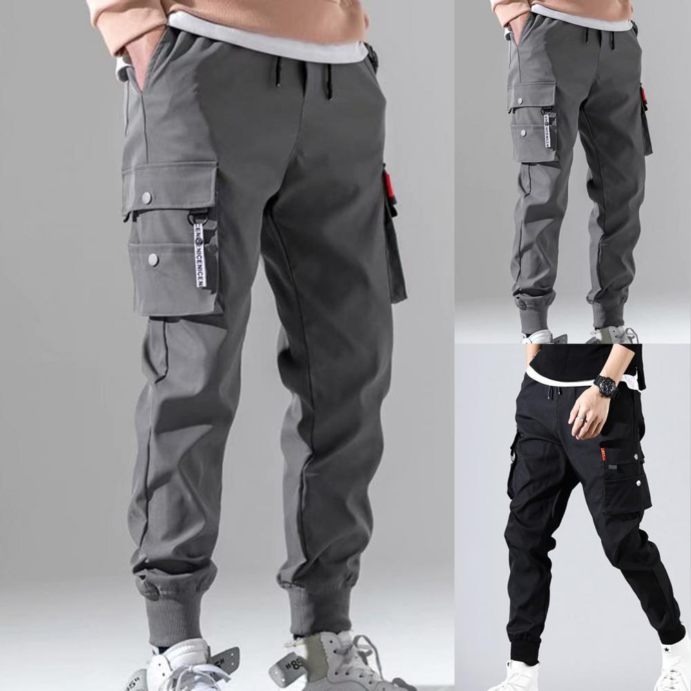 Autumn Men Pants Hip Hop Harem Joggers Pants New Male Trousers Mens Solid Multi-pocket Cargo Pants Skinny Fit Sweatpants - E-Esther Clothing Store
