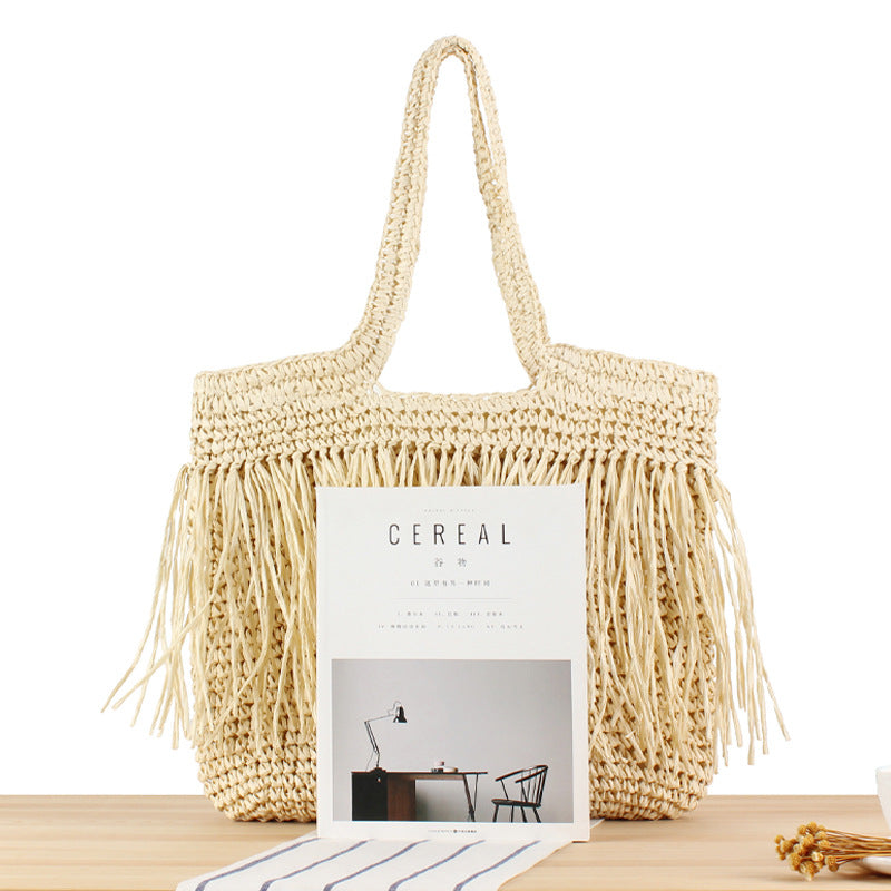 Beach Resort Chic: Handwoven Tassel Bag - Stylish, Spacious, and Versatile Crossbody Bag