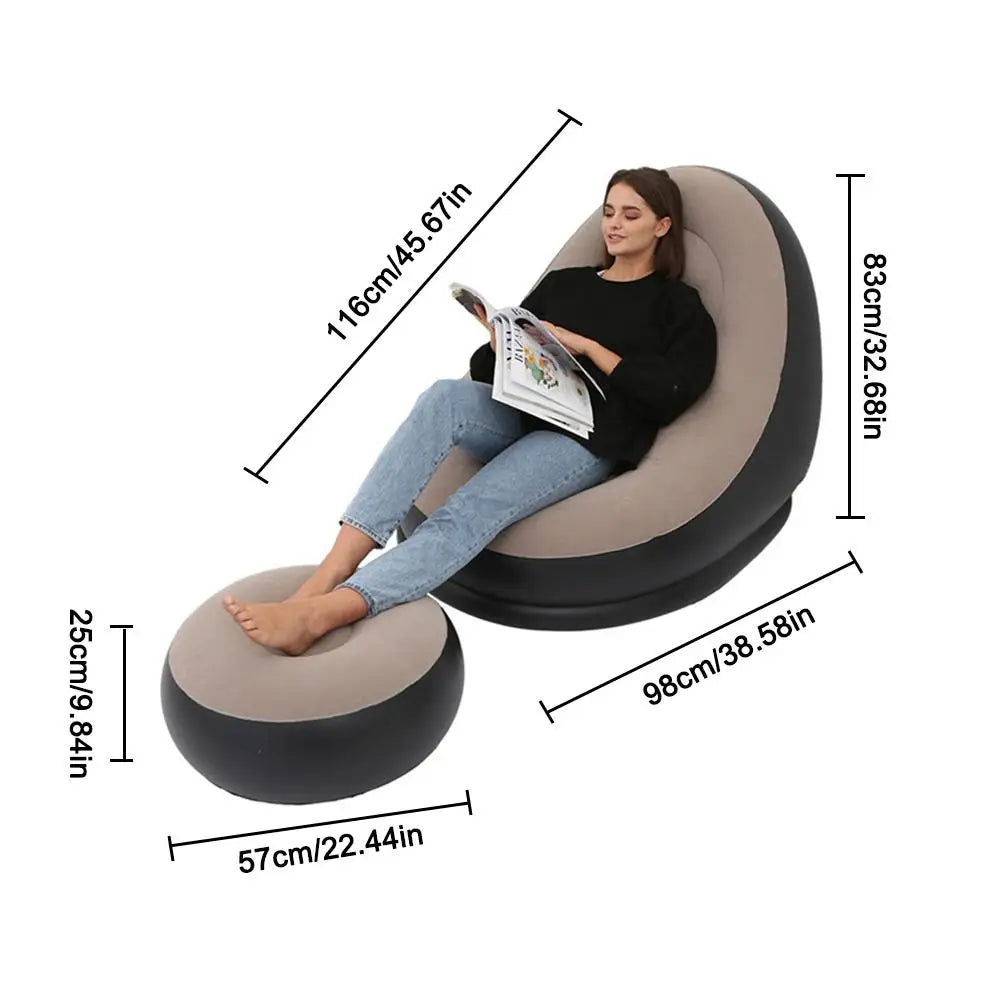 Inflatable Air Mattress Lazy Sofa Deck Chair Comfortable Leg Stool Rest Single Beanbag for home and Outdoor Use - E-Esther Clothing Store