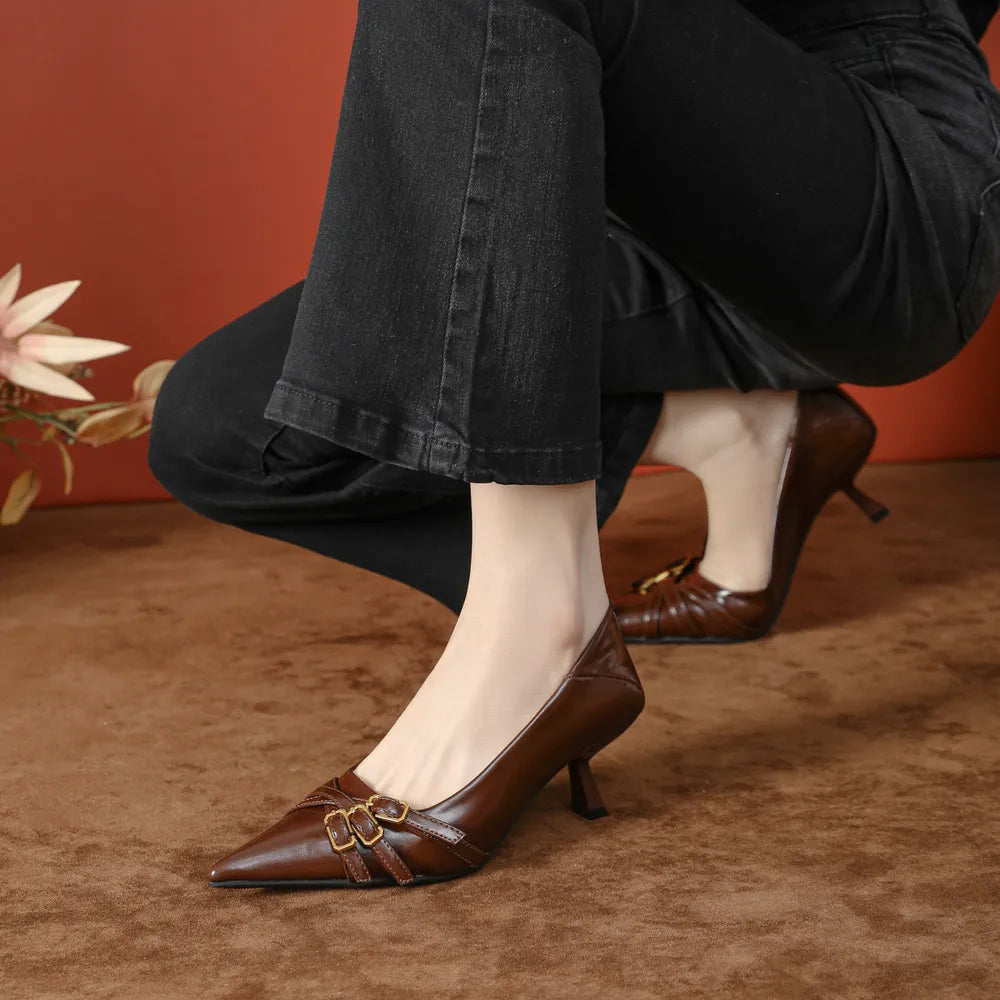 Point Toe Low Heel Pumps - E-Esther Clothing Store