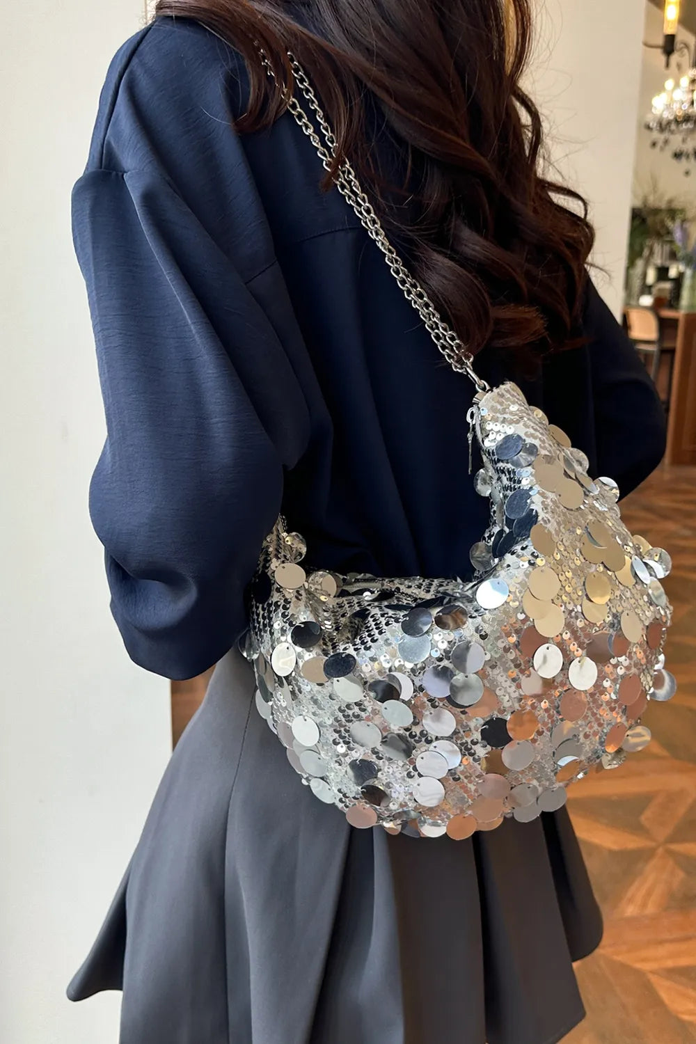 Sequin Chain Crossbody Bag - E-Esther Clothing Store