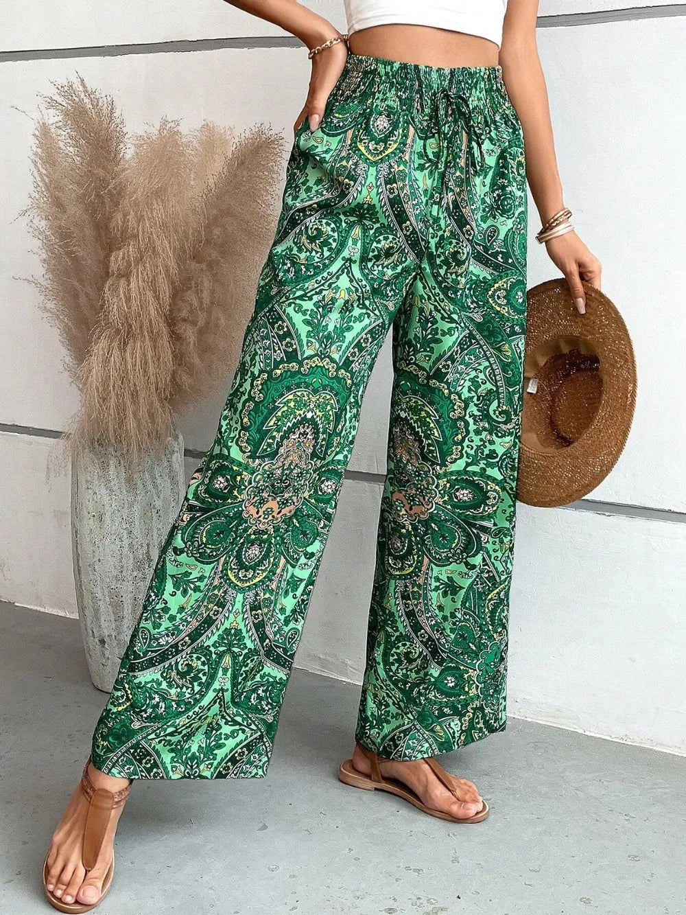 Printed Wide Leg Pants - E-Esther Clothing Store