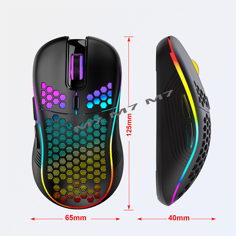 2.4G Wireless Cave Mouse Lightweight Gaming Mouse with Luminous 7 Color Breathing Light Computer Accessories - E-Esther Clothing Store
