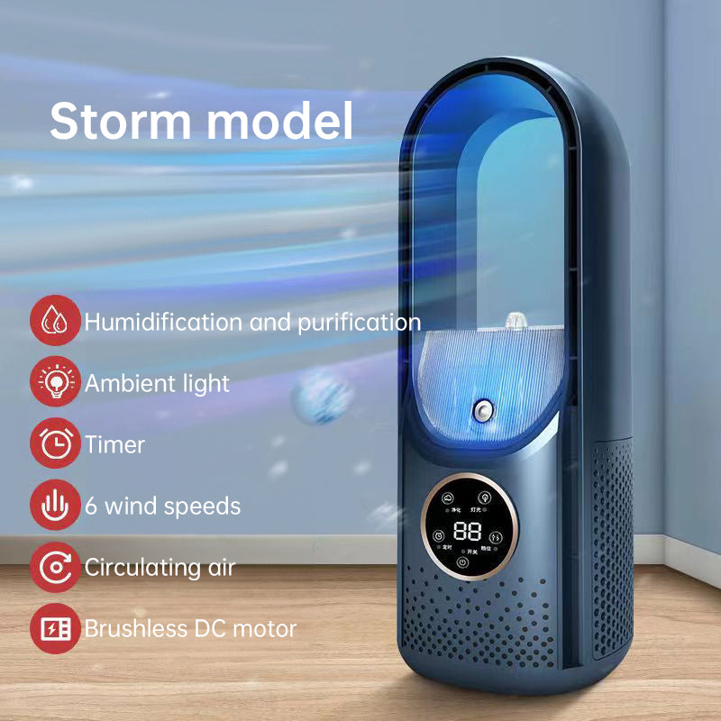 Mini portable AC, USB air cooler, bladeless electric fan.