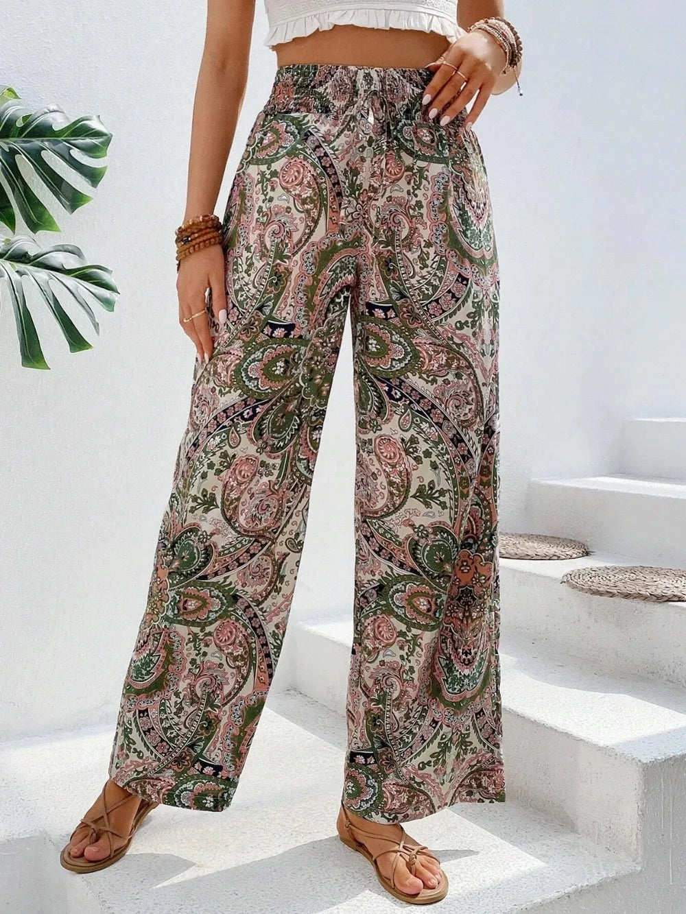 Printed Wide Leg Pants - E-Esther Clothing Store