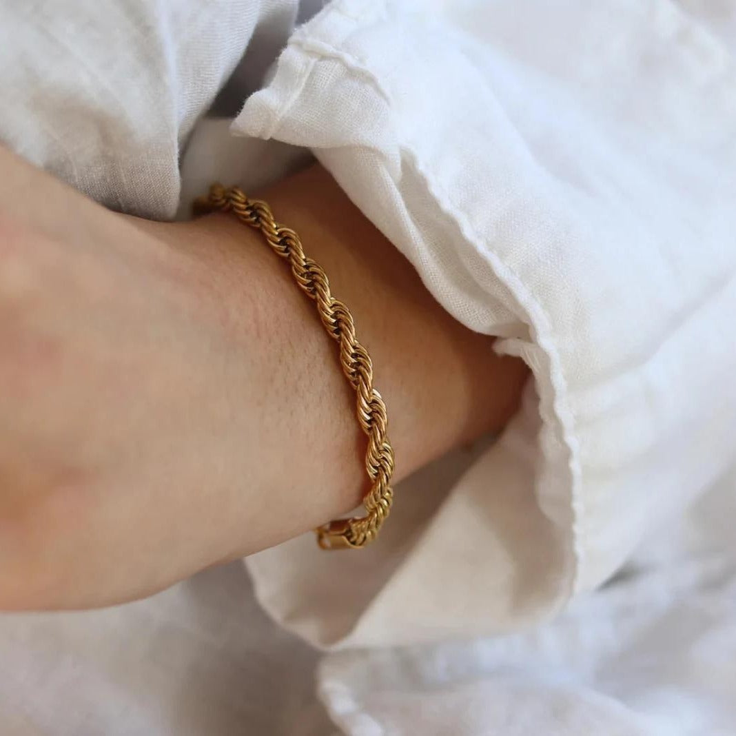 Hip hop gold Fried Dough Twists chain thick bracelet small jewelry chain - E-Esther Clothing Store