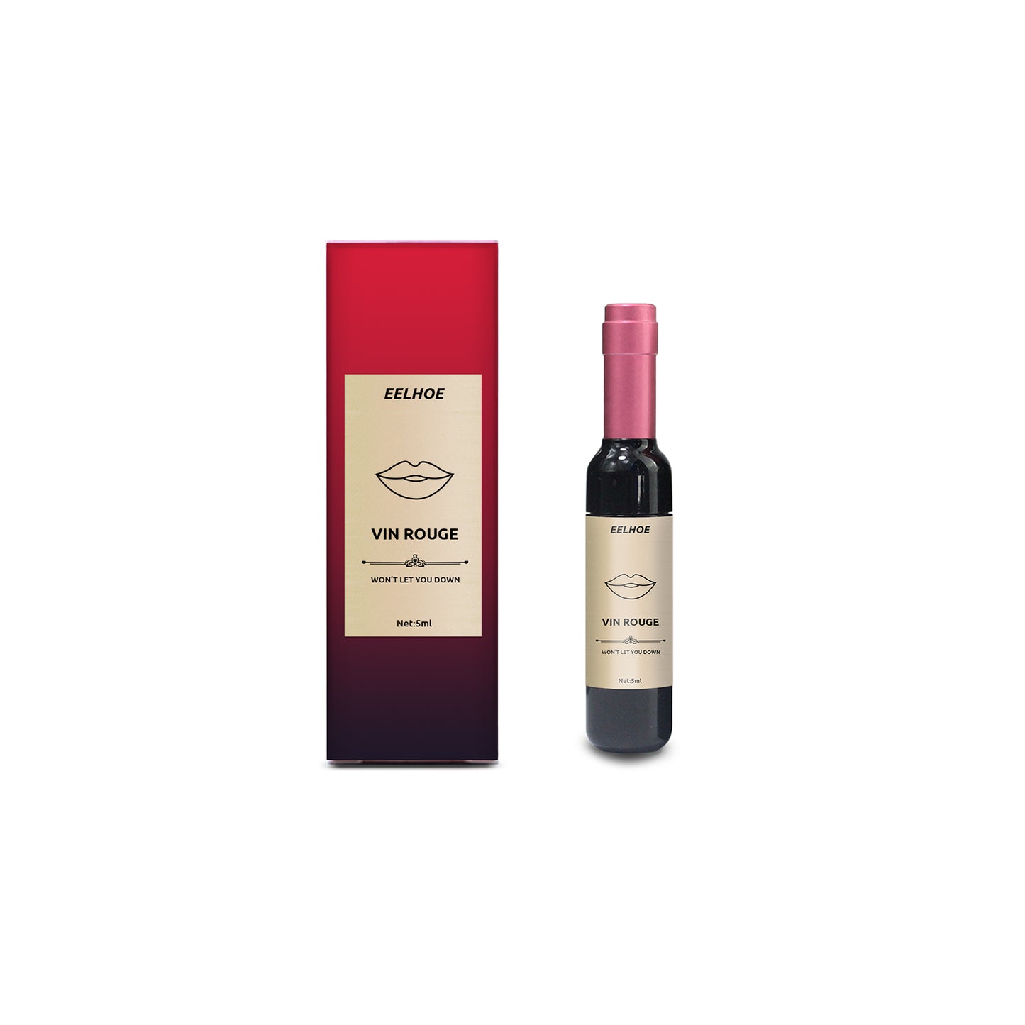 Vin Rouge Lip Tint, Non-Stick Cup Color Development Portable Waterproof Non-Fading Moisturizing Red Wine Bottle Lip Glaze - E-Esther Clothing Store