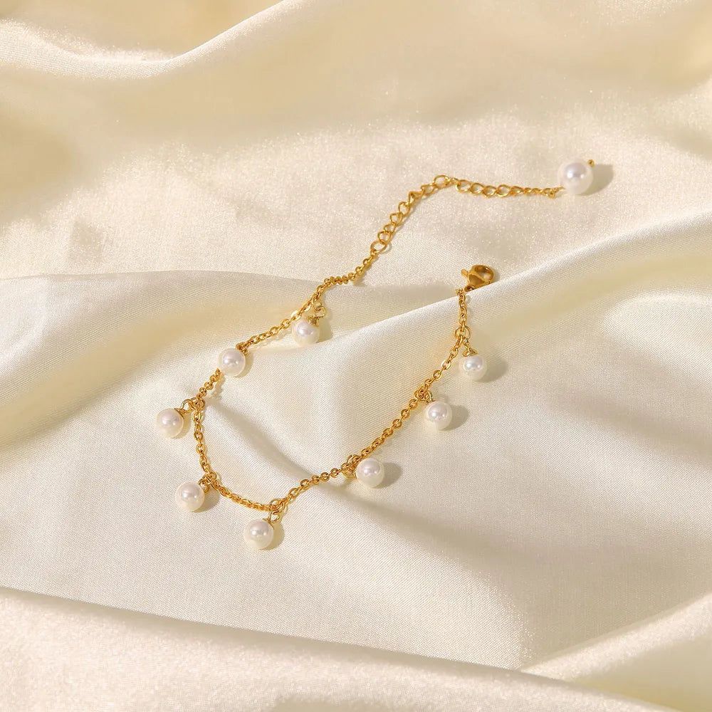 Pearl 18K Gold-Plated Charm Anklet - E-Esther Clothing Store
