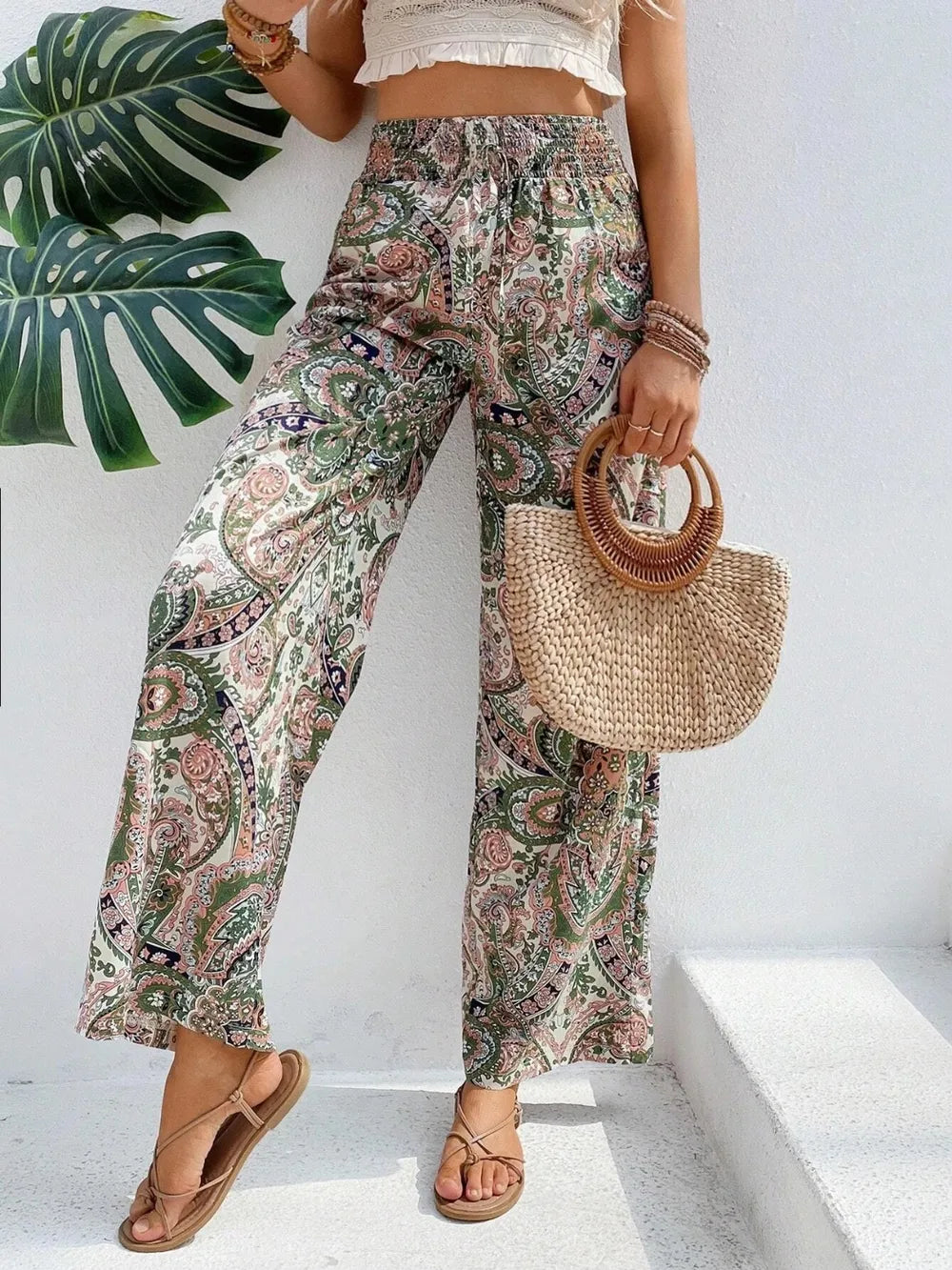Printed Wide Leg Pants - E-Esther Clothing Store