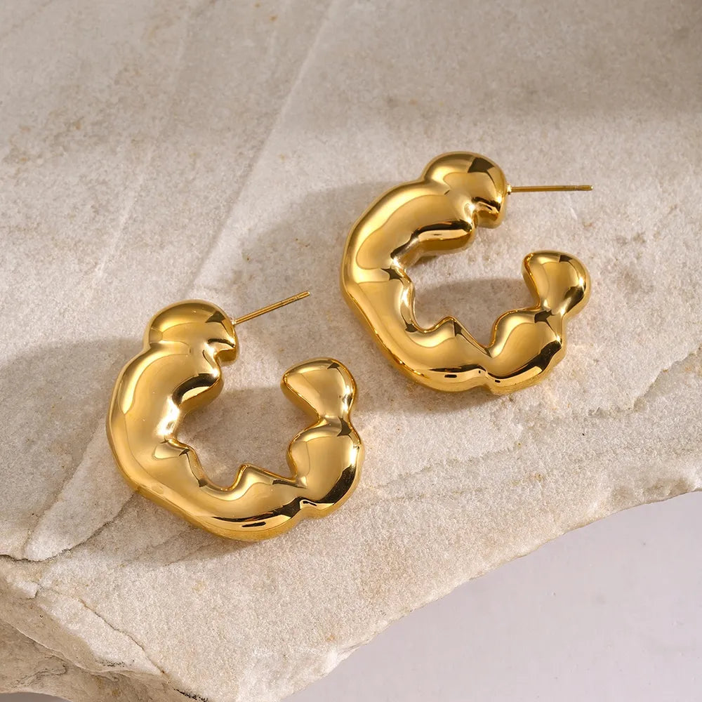 Stainless Steel C-Hoop Earrings - E-Esther Clothing Store