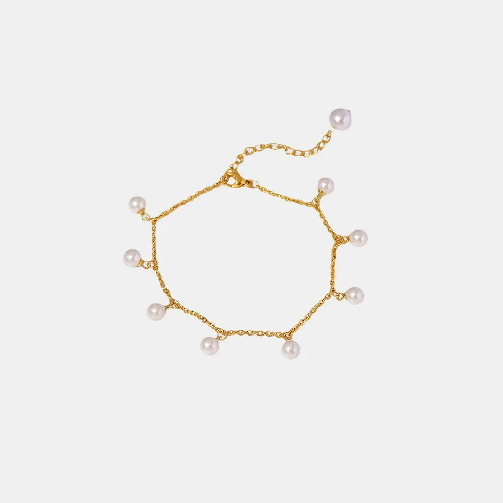 Pearl 18K Gold-Plated Charm Anklet - E-Esther Clothing Store