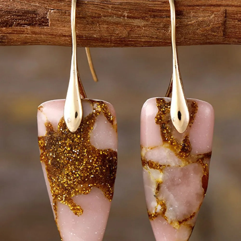 Natural Stone Geometric Shape Earrings - E-Esther Clothing Store