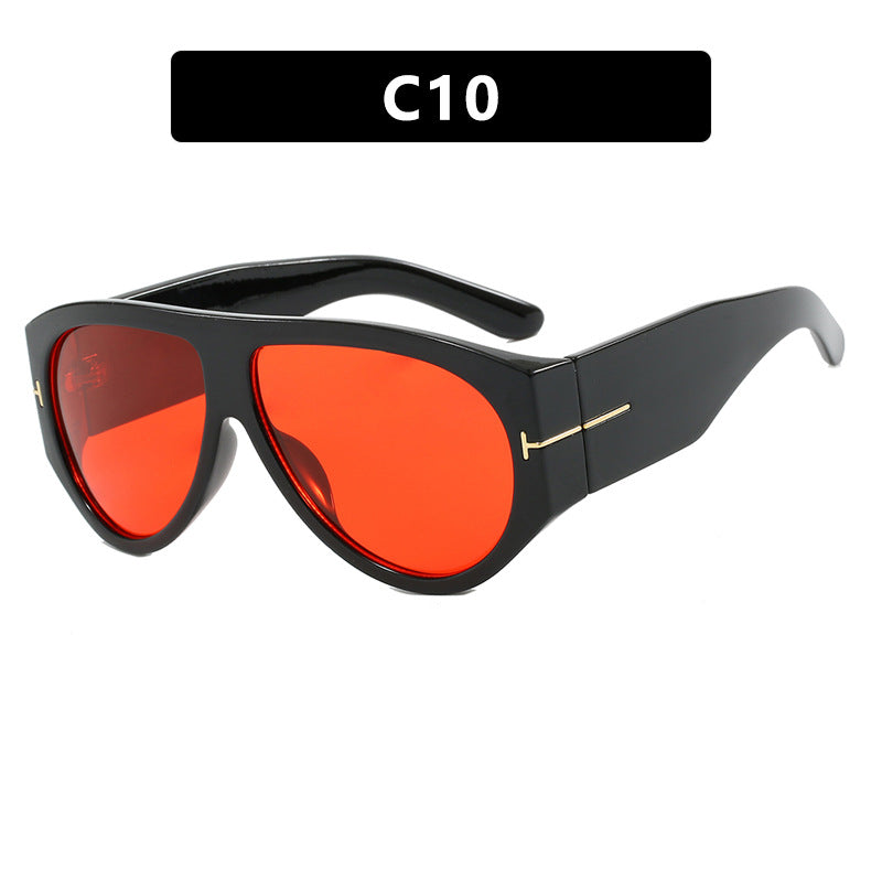 T-shaped large frame sunglasses, pilot's toad fashion cross-border sunglasses, personalized women's sunglasses - E-Esther Clothing Store