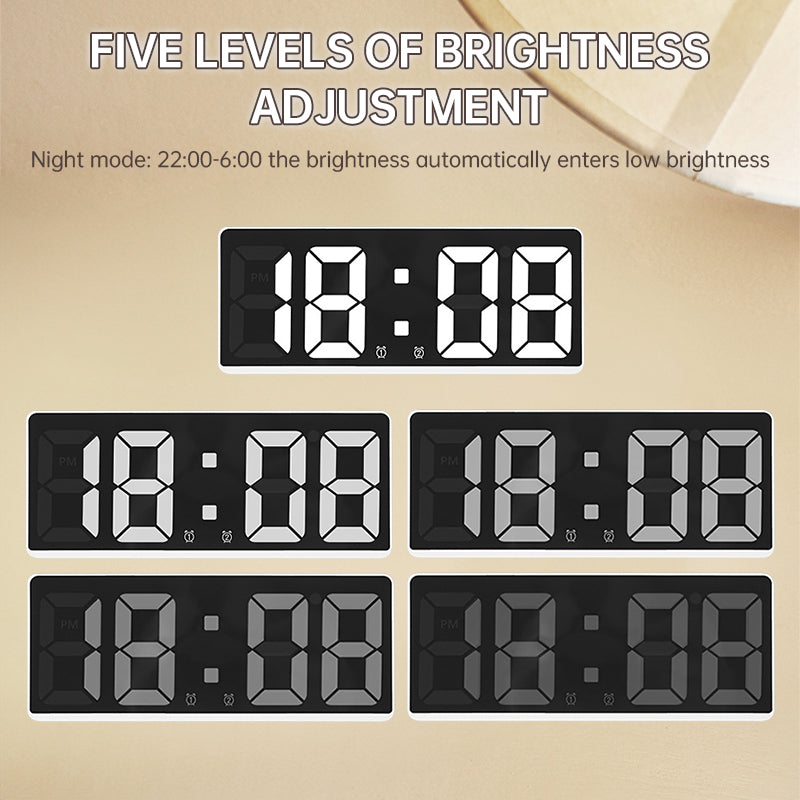 Multifunctional LED Digital Clock: Features number display, color nightlight, temp, calendar, alarm. Large size, backlit, great - E-Esther Clothing Store