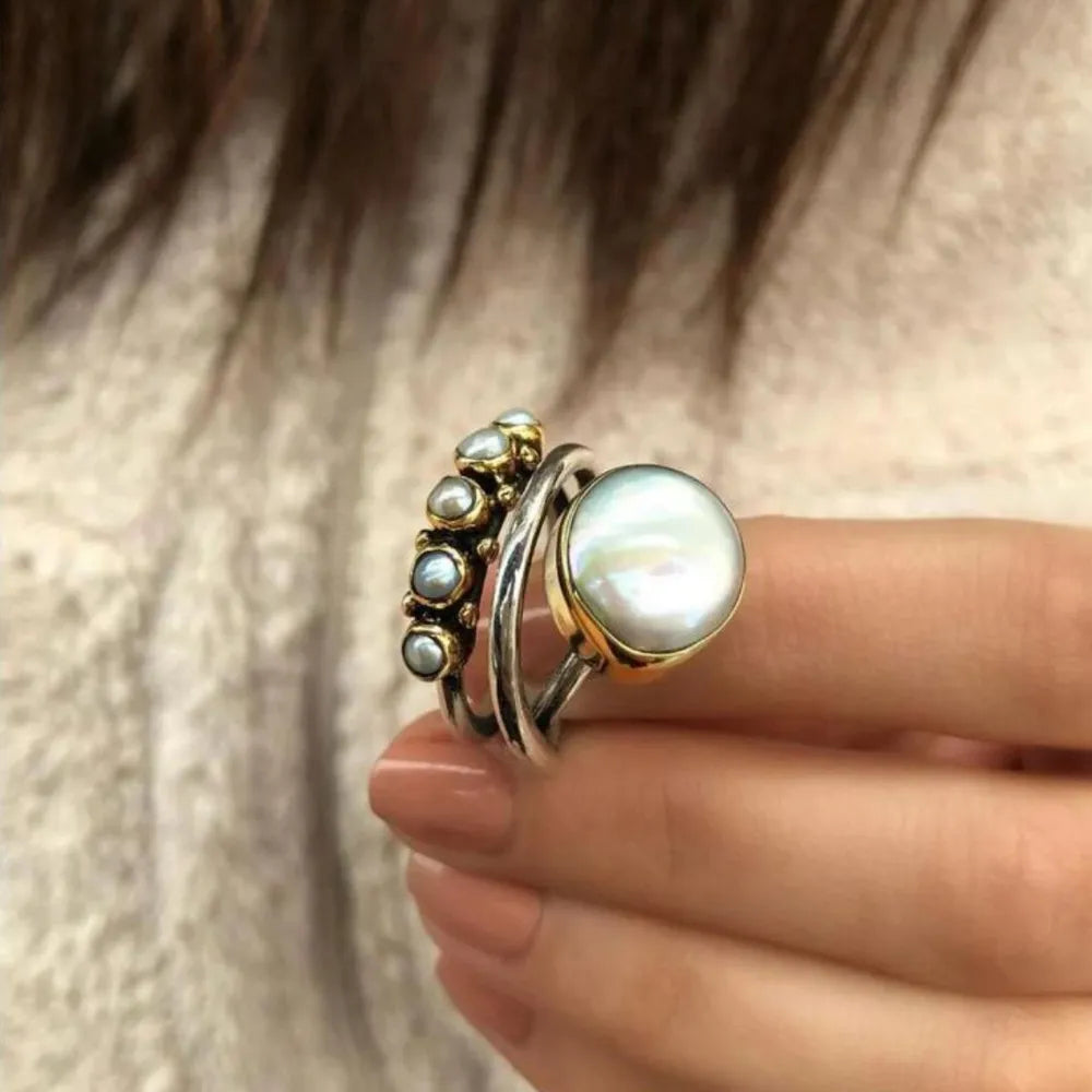 Alloy Three-Layered Open Ring - E-Esther Clothing Store