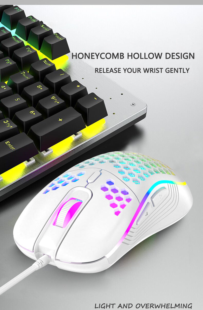 2.4G Wireless Cave Mouse Lightweight Gaming Mouse with Luminous 7 Color Breathing Light Computer Accessories - E-Esther Clothing Store