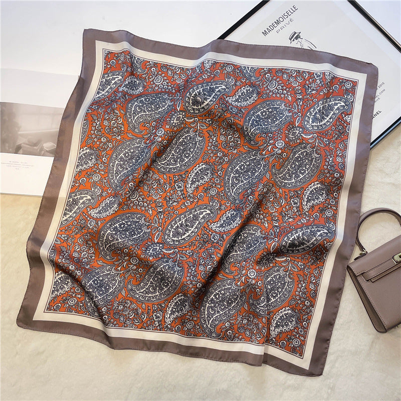 Retro printed scarves cashew nuts versatile temperament scarves women's small square scarves decorative scarves - E-Esther Clothing Store